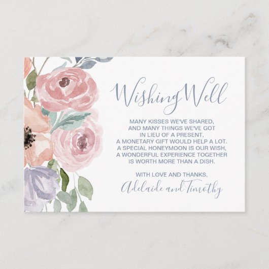 ほこりっぽいバラ結婚花模様の願い井戸 エンクロージャーカード (正面)