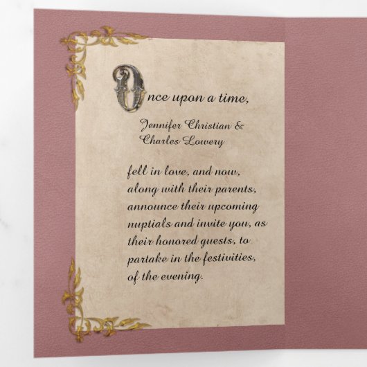 ほこりっぽいバラ結婚FairyTaleの写真 三つ折り招待状 (内部最初)