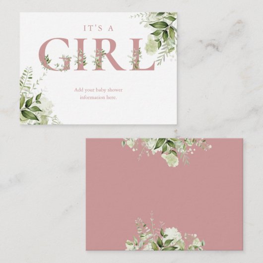 ほこりっぽいバラ緑の赤ちゃんシャワーエンクロージャカード エンクロージャーカード (正面/裏面)