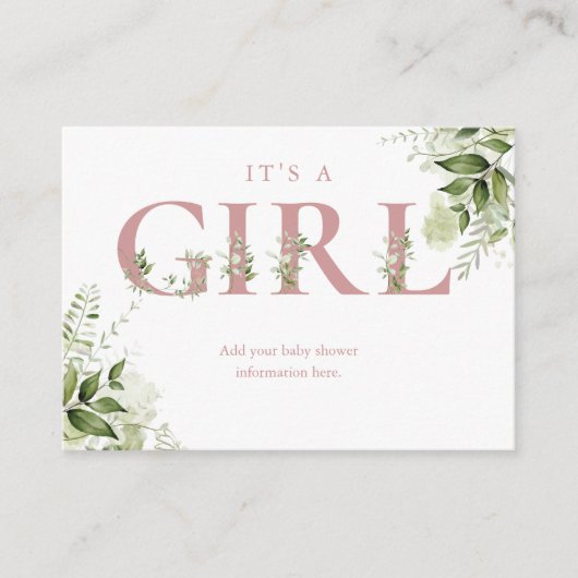 ほこりっぽいバラ緑の赤ちゃんシャワーエンクロージャカード エンクロージャーカード (正面)