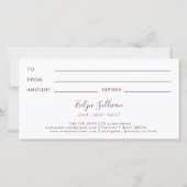 ほこりっぽいバラ胃袋のギフト券 (裏面)