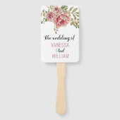 ほこりっぽいバラ花タイポグラフィ結婚式プログラム ハンドファン (正面)