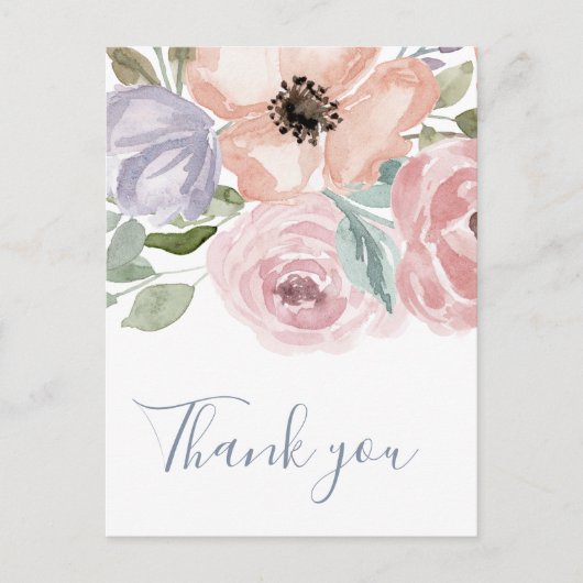 ほこりっぽいバラ花模様ありがとう ポストカード (正面)