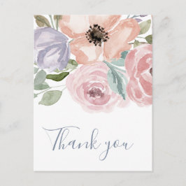 ほこりっぽいバラ花模様ありがとう ポストカード