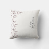 ほこりっぽいバラ花模様のホワイトネーム クッション (裏面)