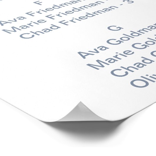 ほこりっぽいバラ花模様アルファベットの座席表 ポスター (角)