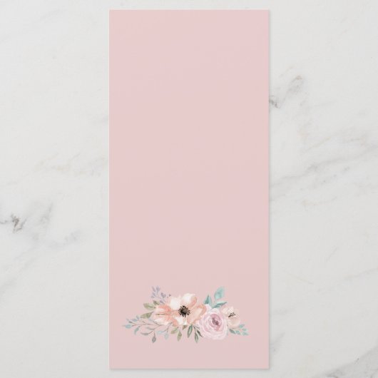 ほこりっぽいバラ花模様ディナーメニューカード メニュー (裏面)