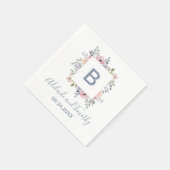 ほこりっぽいバラ花模様モノグラム結婚ズ スタンダードカクテルナプキン (角)