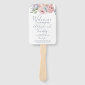 ほこりっぽいバラ花模様結婚式 プログラム ハンドファン (正面)