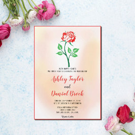 ほこりっぽいバラ赤い花赤面ピンク結婚フローラのイン 招待状
