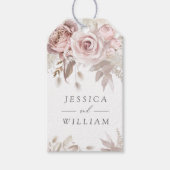 ほこりっぽいバラ赤面アイボリーフローラウェディングレセプション ギフトタグ (正面)