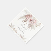 ほこりっぽいバラ赤面アイボリーフローラウェディングレセプション スタンダードカクテルナプキン (角)