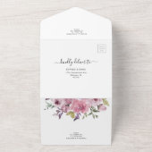 ほこりっぽいバラ赤面ピンクのフローラ花結婚式RSVP オールインワン招待状 (外側)