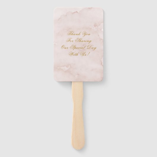 ほこりっぽいバラ赤面ピンクの金ゴールド結婚牡丹の感謝 ハンドファン (裏面)