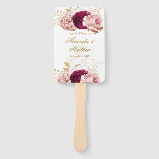 ほこりっぽいバラ赤面ピンクの金ゴールド結婚牡丹の感謝 ハンドファン (正面)