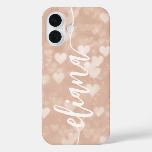 ほこりっぽいバラ赤面ピンクハートパーソナライズされた名 Case-Mate iPhoneケース (裏面)