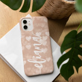 ほこりっぽいバラ赤面ピンクハートパーソナライズされた名 Case-Mate iPhoneケース