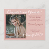 ほこりっぽいバラ赤面ピンク卒業発表 ポストカード (正面)