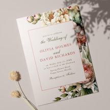 ほこりっぽいバラ赤面ピンク牡丹結婚式招待状