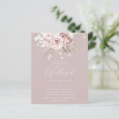 ほこりっぽいバラ赤面フローラ予算結婚式招待状 (スタンド正面)