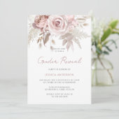 ほこりっぽいバラ赤面フローラ性別表示パーティー 招待状 (スタンド正面)