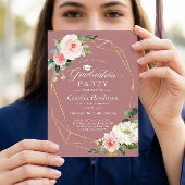 ほこりっぽいバラ赤面フローラ金ゴールド幾何学的卒業 招待状