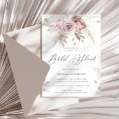 ほこりっぽいバラ赤面ボホピンクフローラブライダルシャワーイン 招待状