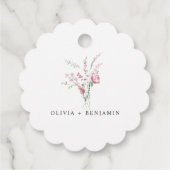 ほこりっぽいバラ赤面ワイルドフラワーズ結婚式の引き出物ラベル フェイバータグ (裏面)