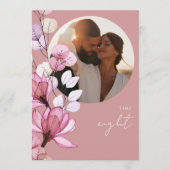 ほこりっぽいバラ透明フローラフォトテーブル番号 招待状 (正面)