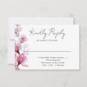 ほこりっぽいバラ透明フローラモノグラム結婚ズ 出欠カード (正面)