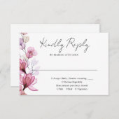 ほこりっぽいバラ透明フローラモノグラム結婚ズ 出欠カード (正面/裏面)