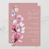 ほこりっぽいバラ透明フローラルブライダルシャワー 招待状 (正面/裏面)