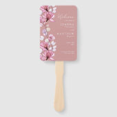 ほこりっぽいバラ透明フローラ結婚式 プログラム ハンドファン (正面)