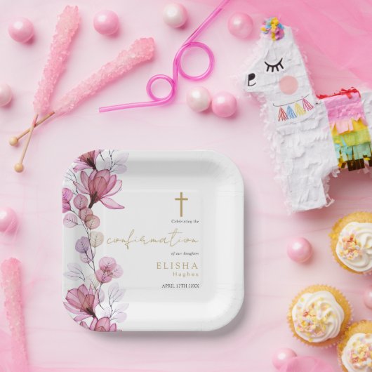 ほこりっぽいバラ透過フローラの確認 ペーパープレート (パーティー)