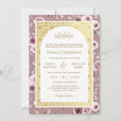 ほこりっぽいバラ金ゴールドイスラム様式ムスリム結婚ズ 招待状 (正面)