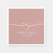 ほこりっぽいバラ金ゴールドハートミニマル結婚リスト スタンダードカクテルナプキン (正面)