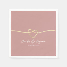 ほこりっぽいバラ金ゴールドハートミニマル結婚リスト スタンダードカクテルナプキン