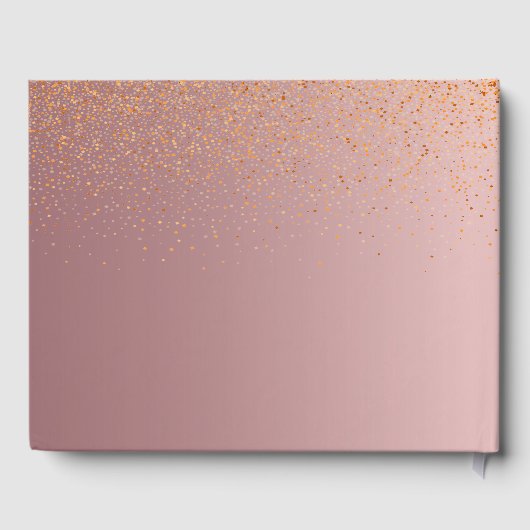 ほこりっぽいバラ金ゴールド紙吹雪結婚スクリプト ゲストブック (裏面)