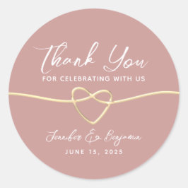 ほこりっぽいバラ金ゴールド結婚ハートありがとう ラウンドシール