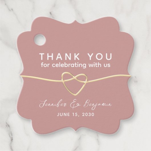 ほこりっぽいバラ金ゴールド結婚ハート フェイバータグ (正面)