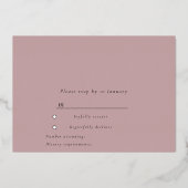 ほこりっぽいバラ金ゴールド結婚ピンクのブライダルシャワーRSVP 箔招待状 (裏面)