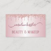 ほこりっぽいバラ金ゴールド赤面ピンクグリッタースパークルズドリップ 名刺 (正面)