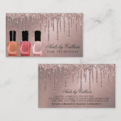 ほこりっぽいバラ金ゴールド金属グリッタードリップ爪、 ネイルポーランド語 名刺 (正面/裏面)