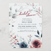 ほこりっぽいバラ&アイボリーブライダルシャワー招待状 サンキューカード (正面/裏面)