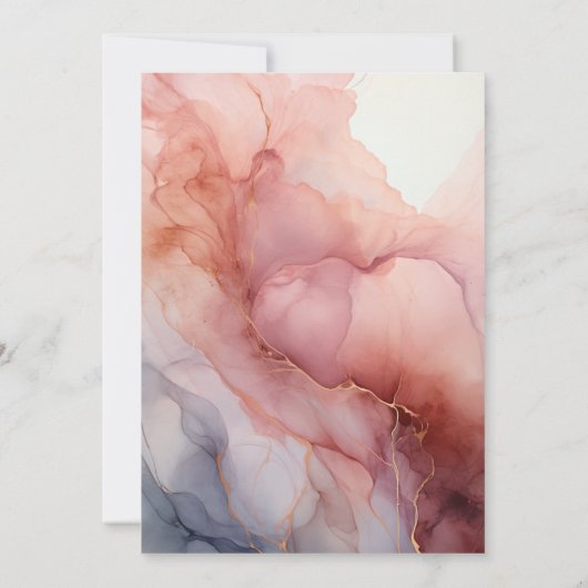 ほこりっぽいバラ、グレーとシルバー結婚のインク 招待状 (裏面)