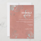 ほこりっぽいバラ |シルバーフローラ結婚式招待状 招待状 (正面)