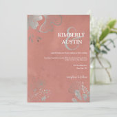 ほこりっぽいバラ |シルバーフローラ結婚式招待状 招待状 (スタンド正面)