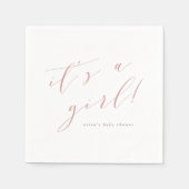ほこりっぽいバラ「女の子だ」書道ベビーシャワー スタンダードカクテルナプキン (正面)