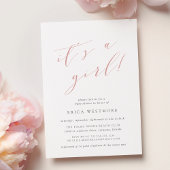 ほこりっぽいバラ「女の子だ」書道ベビーシャワー 招待状