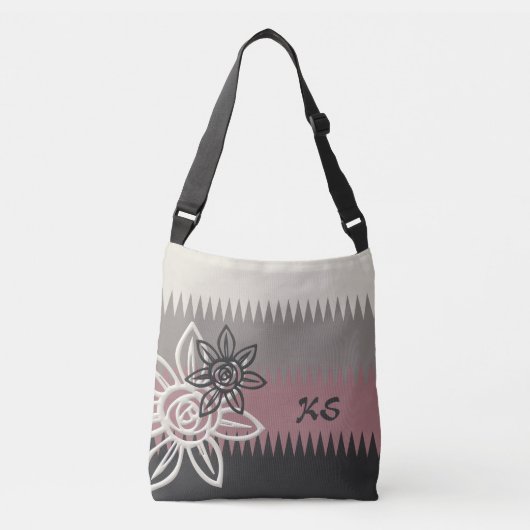 ほこりっぽいバラ/炭カスタム炭フローラクロスボディバッグ クロスボディバッグ (正面)